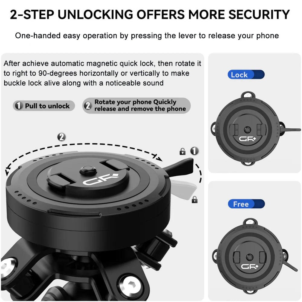 GRXPLORE GR-MT6-B Anti-theft Handelbar Mount Kit with Vibration Dampener