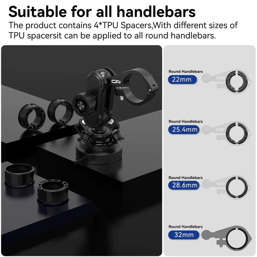 GRXPLORE GR-MT6-B Anti-theft Handelbar Mount Kit with Vibration Dampener