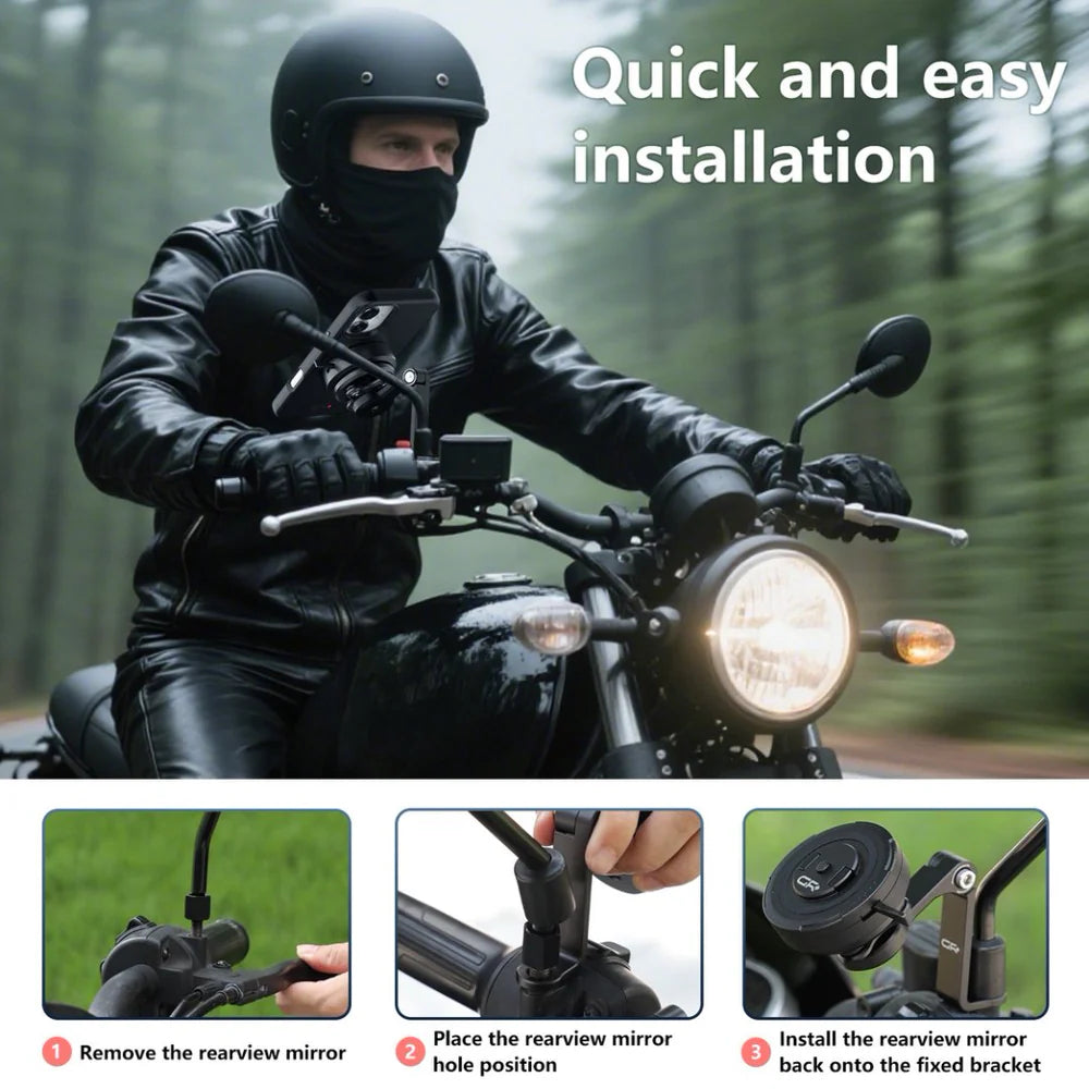 GRXPLORE GR-MT16 Rearview Mirror Phone Mount for M6/M8/M10 Sizes