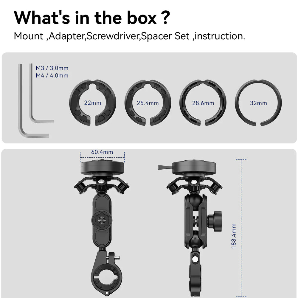 GRXPLORE GR-MT6-B Anti-theft Handelbar Mount Kit with Vibration Dampener