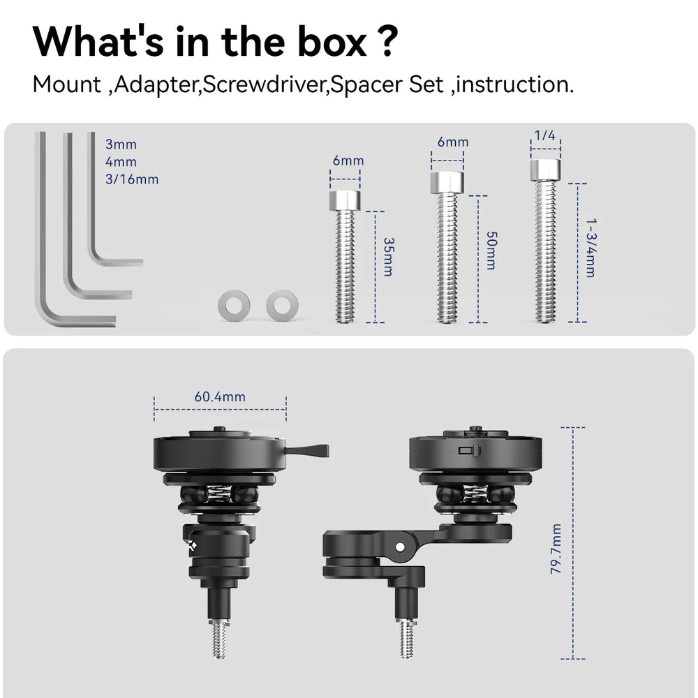GRXPLORE GR-MT13-M6/M8/M10 Handlebar Clamp Bolt Mount Kit with Vibration Dampener PRO